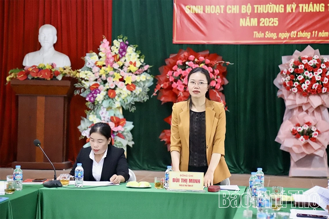 Phó Bí thư Tỉnh uỷ Bùi Thị Minh dự sinh hoạt chi bộ tại xã Liên Sơn