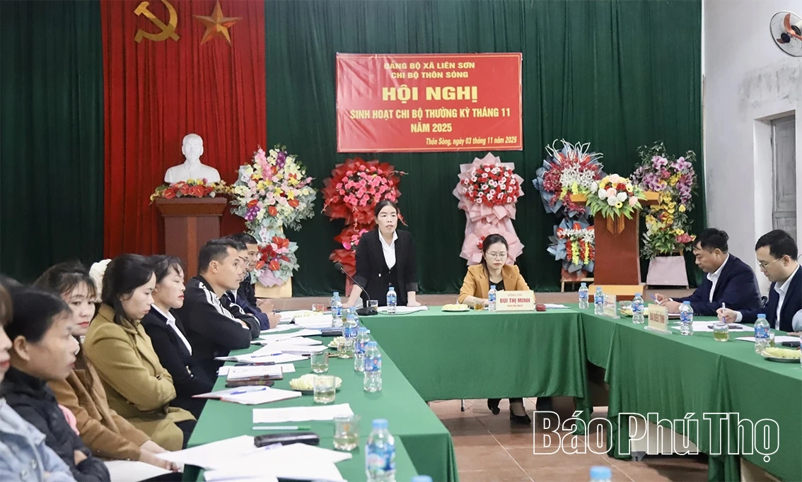 Phó Bí thư Tỉnh uỷ Bùi Thị Minh dự sinh hoạt chi bộ tại xã Liên Sơn