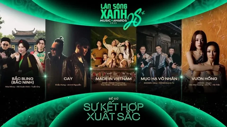 Hòa Minzy và Bắc Bling lập kỷ lục đề cử Làn Sóng Xanh 2025