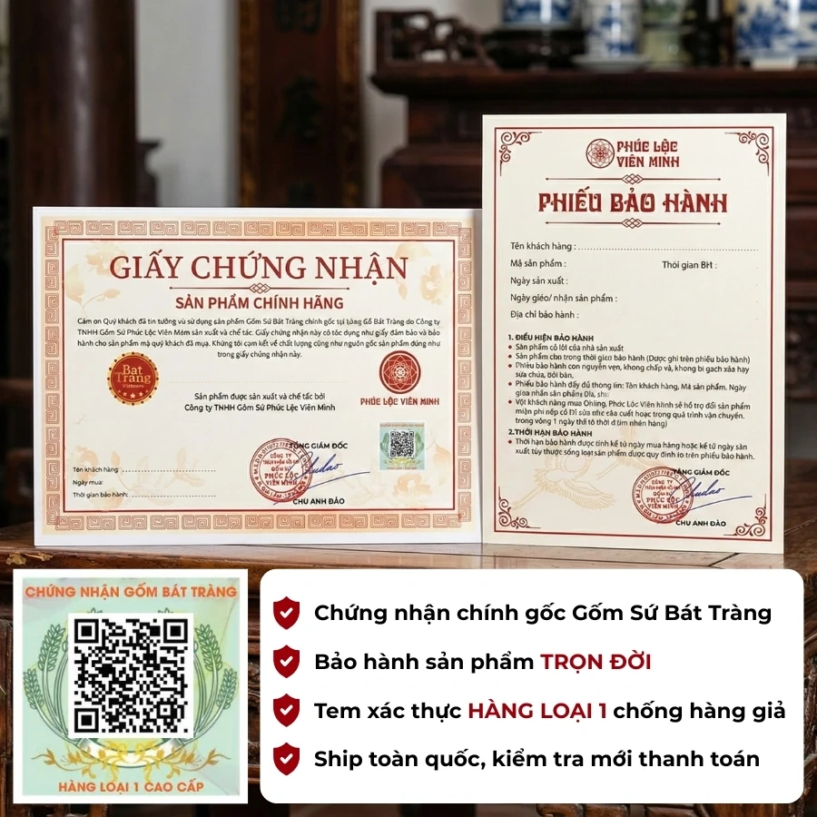 Bình hút lộc gốm sứ Bát Tràng cao cấp - Gốm sứ Phúc Lộc Viên Minh