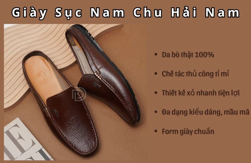 Giày sục nam Chu Hải Nam: Xỏ nhanh, da bò thật, tiện lợi mà vẫn lịch lãm