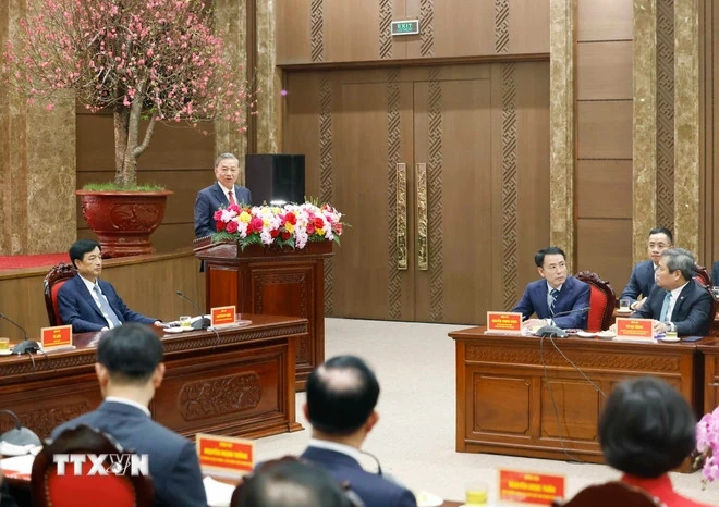 Tổng Bí thư Tô Lâm thăm, chúc Tết Đảng bộ, chính quyền, nhân dân Thủ đô Hà Nội