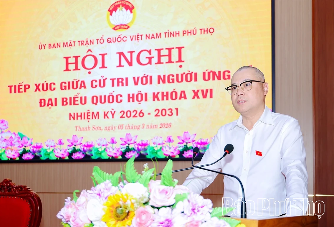 Ứng cử viên ĐBQH khóa XVI tiếp xúc cử tri tại xã Thanh Sơn