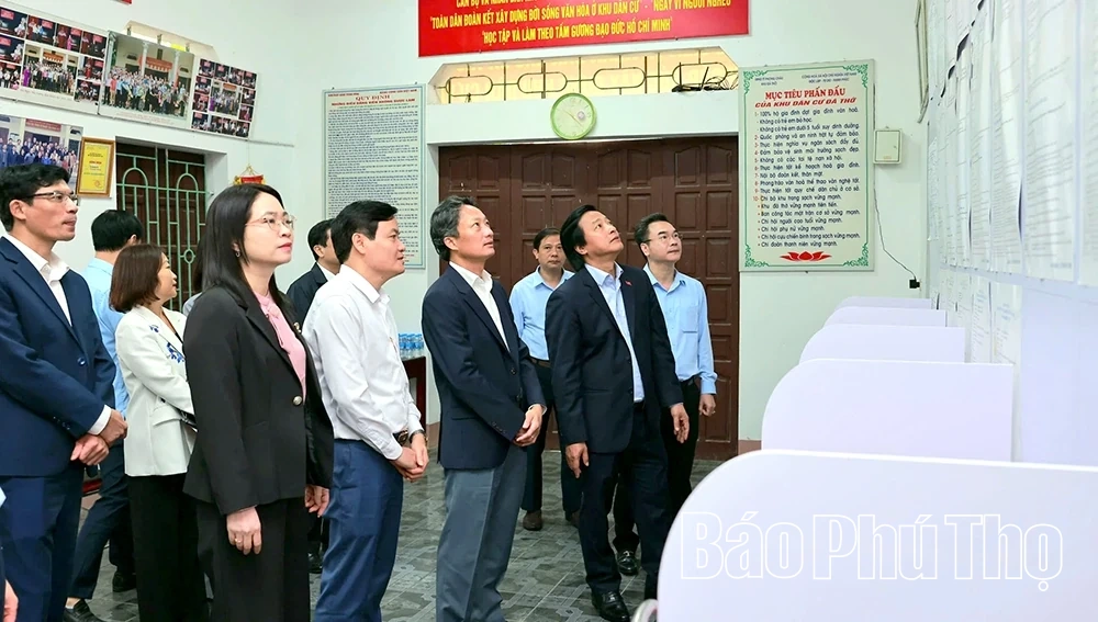 Phó Bí thư Tỉnh ủy Nguyễn Mạnh Sơn kiểm tra công tác bầu cử tại xã Phù Ninh