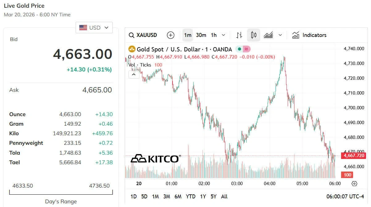 Thị trường vàng chiều 20/3: Giá vàng đảo chiều tăng sau nhịp giảm sâu