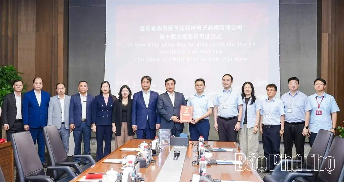 Đoàn đại biểu tỉnh Phú Thọ làm việc với Tập đoàn BYD về hợp tác trong lĩnh vực xe điện và năng lượng mới