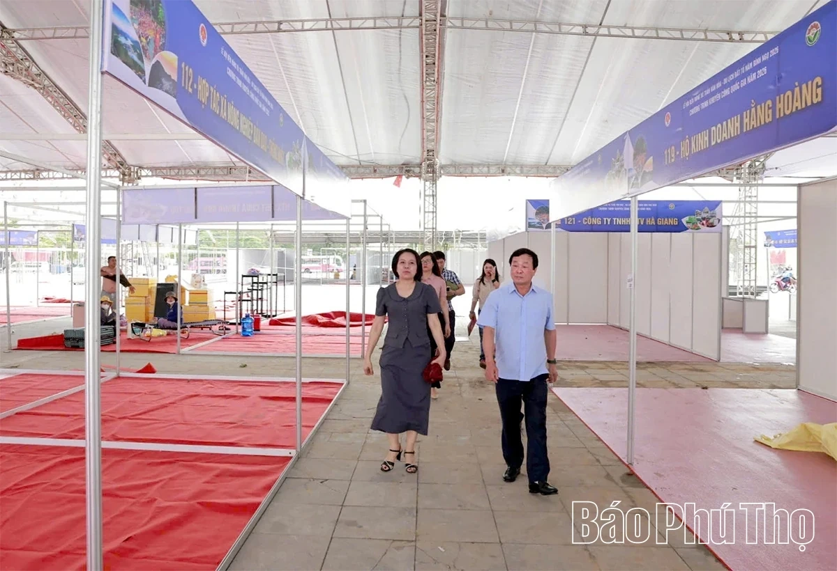 Standing Deputy Secretary of the Provincial Party Committee Bui Van Quang inspects preparations for activities during the Hung Kings Festival