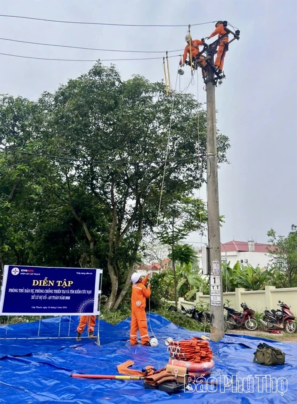 Điện lực Lập Thạch diễn tập phòng, chống thiên tai và cứu nạn 2026