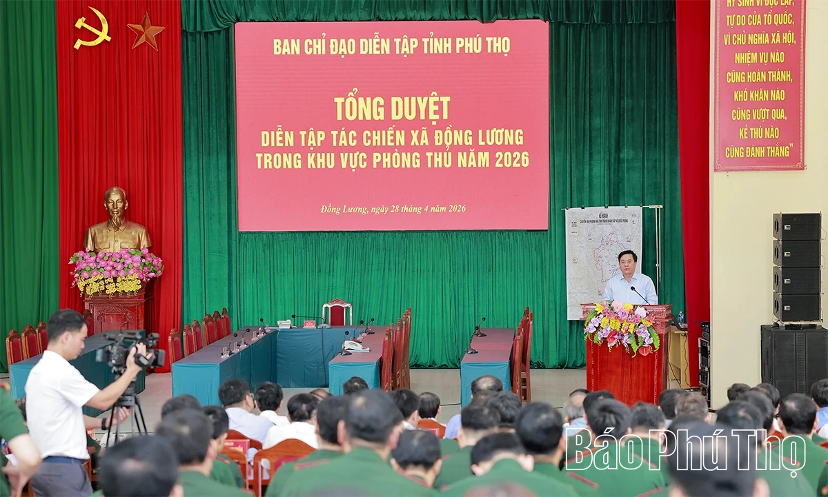 Luyện tập diễn tập tác chiến xã Đồng Lương trong khu vực phòng thủ năm 2026