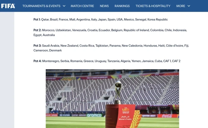 FIFA không đưa Việt Nam vào danh sách dự U17 World Cup 2026