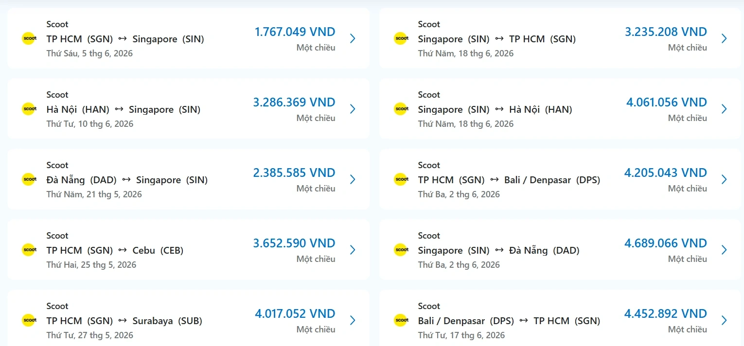Review Scoot Airlines hãng hàng không tiết kiệm và tiện lợi