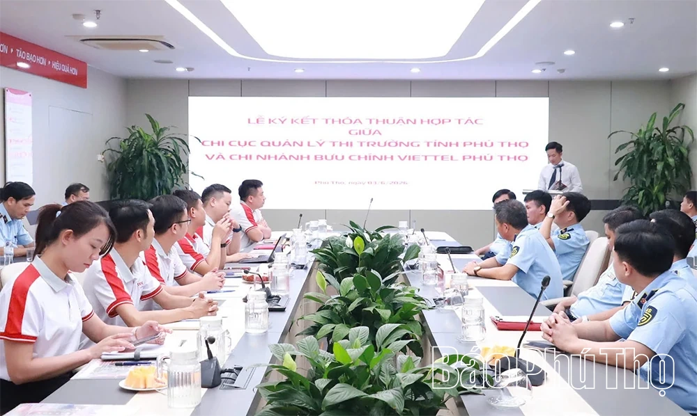 Chi cục Quản lý thị trường và Bưu chính Viettel Phú Thọ ký kết thoả thuận hợp tác
