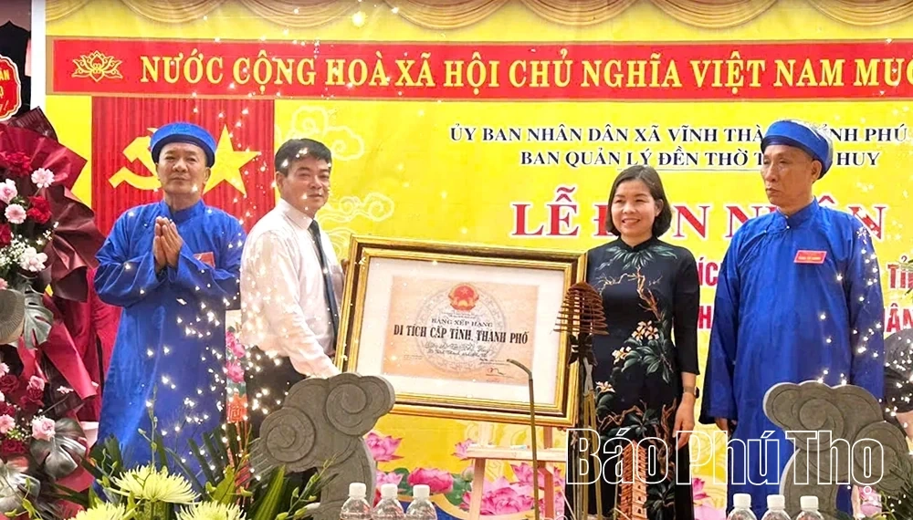Vinh Thanh Commune Receives Provincial-Level Historical and Cultural Relic Designation for To The Huy Temple