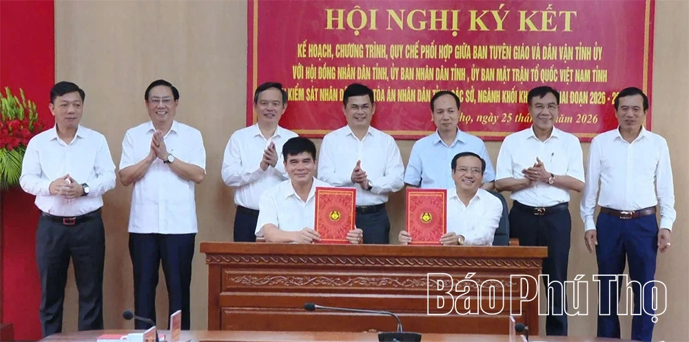 Ban Tuyên giáo và Dân vận Tỉnh ủy ký kết chương trình, kế hoạch, quy chế phối hợp công tác giai đoạn 2026-2030