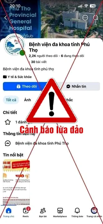 Cảnh báo lừa đảo giả mạo fanpage Bệnh viện Đa khoa tỉnh Phú Thọ để kêu gọi từ thiện