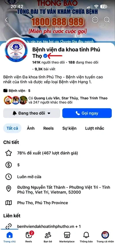 Cảnh báo lừa đảo giả mạo fanpage Bệnh viện Đa khoa tỉnh Phú Thọ để kêu gọi từ thiện