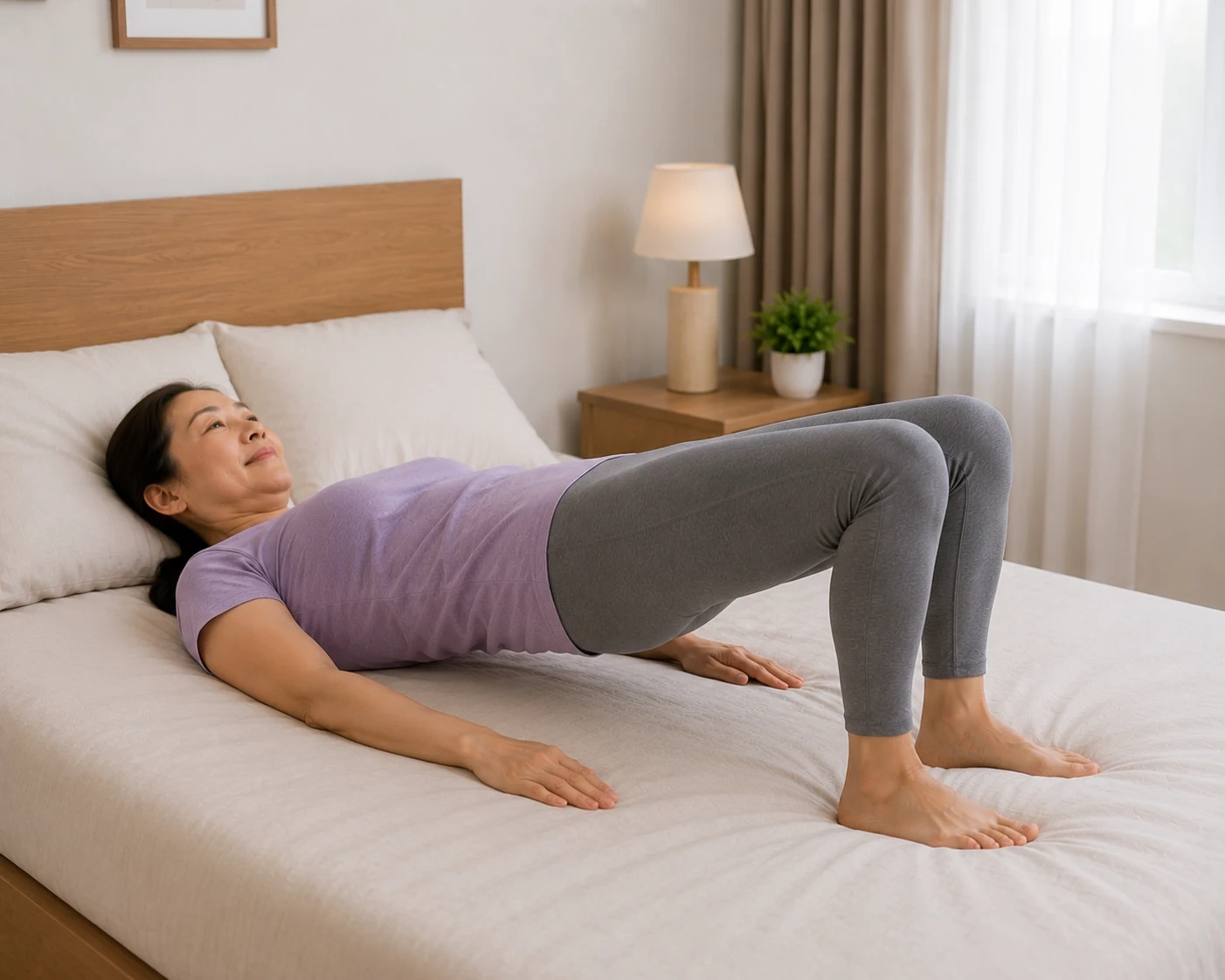 5 bài tập trên giường giúp giảm cứng khớp buổi sáng