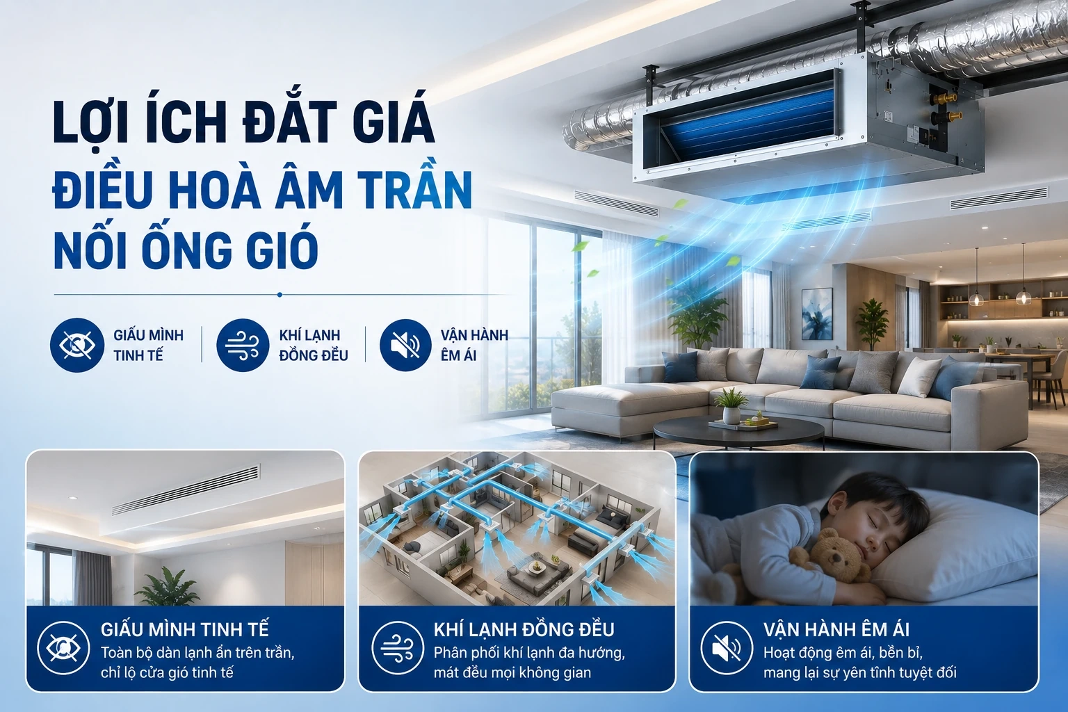 Điều hoà âm trần nối ống gió giá rẻ từ Điện máy Phúc Khánh