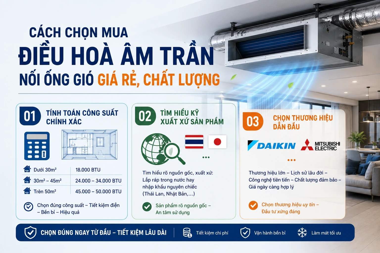 Điều hoà âm trần nối ống gió giá rẻ từ Điện máy Phúc Khánh