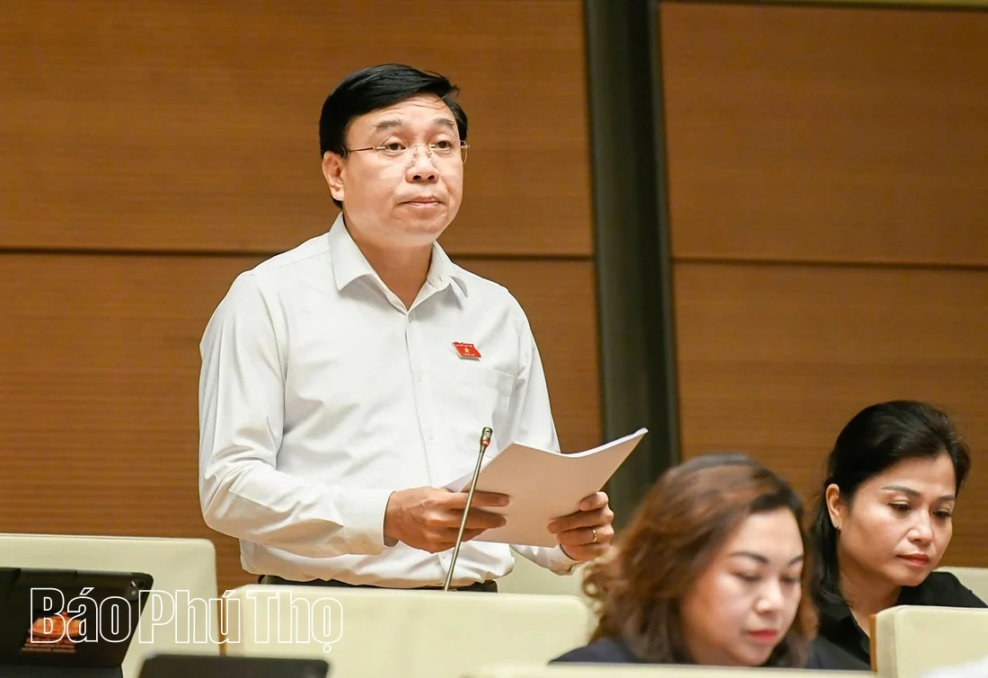 Đại biểu Quốc hội tỉnh Phú Thọ thảo luận tại hội trường về 2 dự án luật