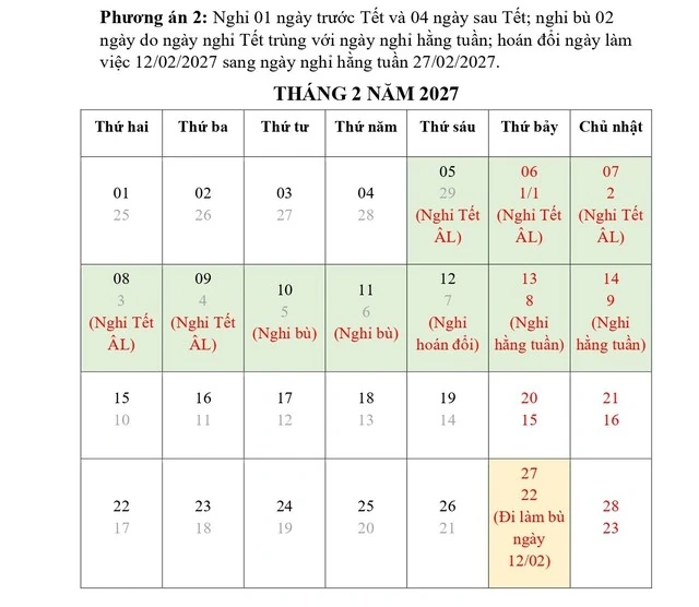 Đề xuất phương án nghỉ Tết Nguyên đán Đinh Mùi, nghỉ lễ Quốc khánh 2027