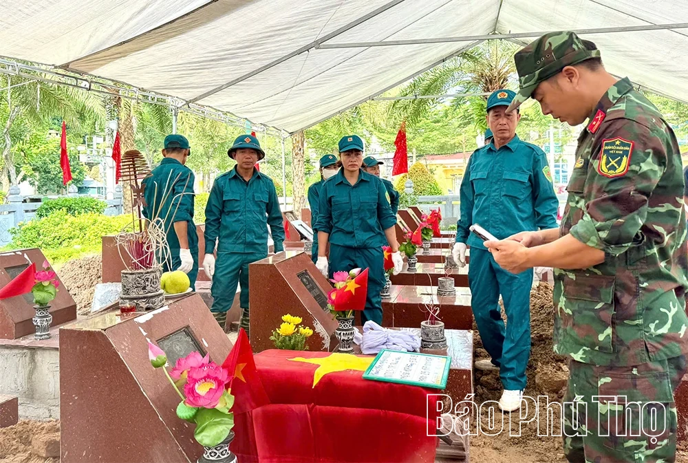 Lấy mẫu ADN hài cốt liệt sĩ chưa xác định danh tính tại phường Phúc Yên