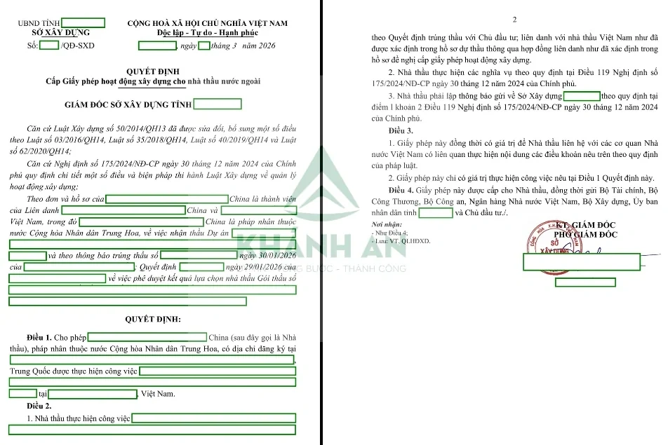 Thủ tục xin cấp Giấy phép hoạt động xây dựng cho nhà thầu nước ngoài tại Việt Nam