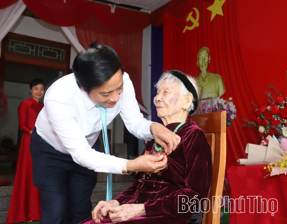 Phó Bí thư Tỉnh ủy Nguyễn Mạnh Sơn trao Huy hiệu 80 năm tuổi Đảng tại xã Phú Mỹ và Hoàng Cương