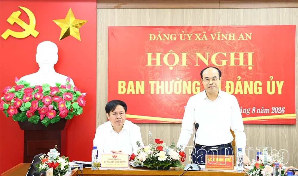 Giám đốc Báo và Phát thanh, truyền hình Phú Thọ làm việc với Ban Thường vụ Đảng ủy xã Vĩnh An