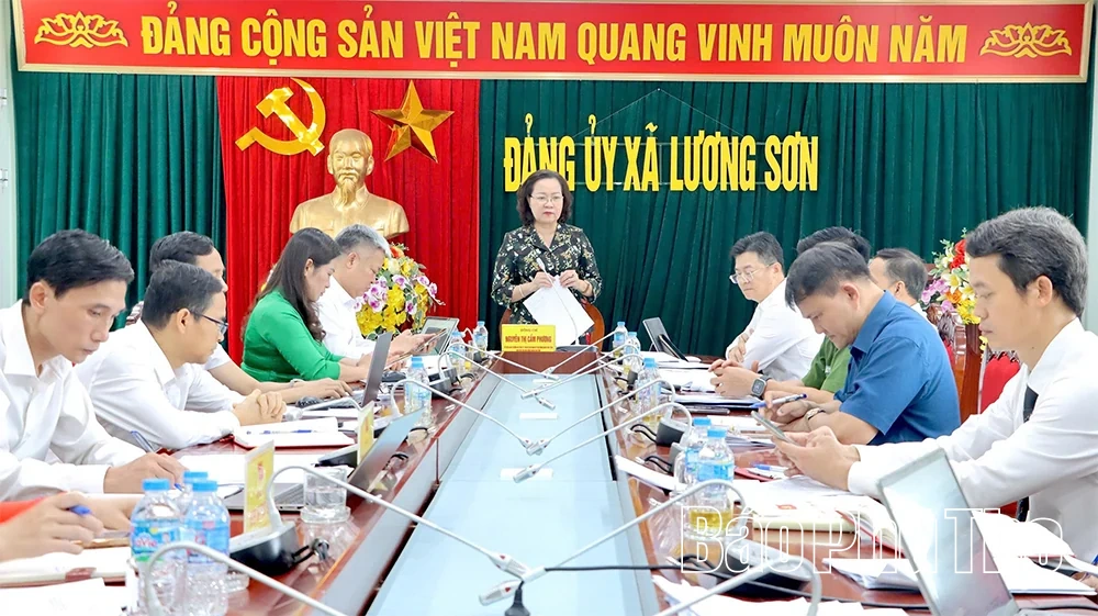 Phó Chủ tịch HĐND tỉnh Nguyễn Thị Cẩm Phương làm việc với Đảng ủy xã Lương Sơn về sắp xếp cơ sở giáo dục công lập