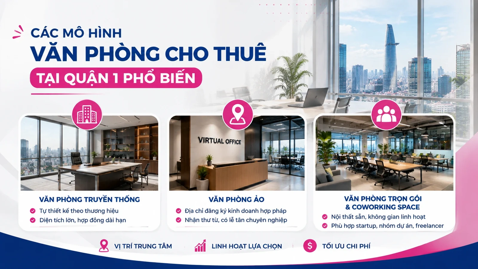 Bí quyết chọn văn phòng cho thuê tại Quận 1 (cũ), tối ưu chi phí&nbsp;