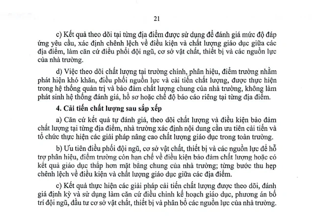 Hướng dẫn tổ chức, hoạt động của trường mầm non, phổ thông sau sắp xếp