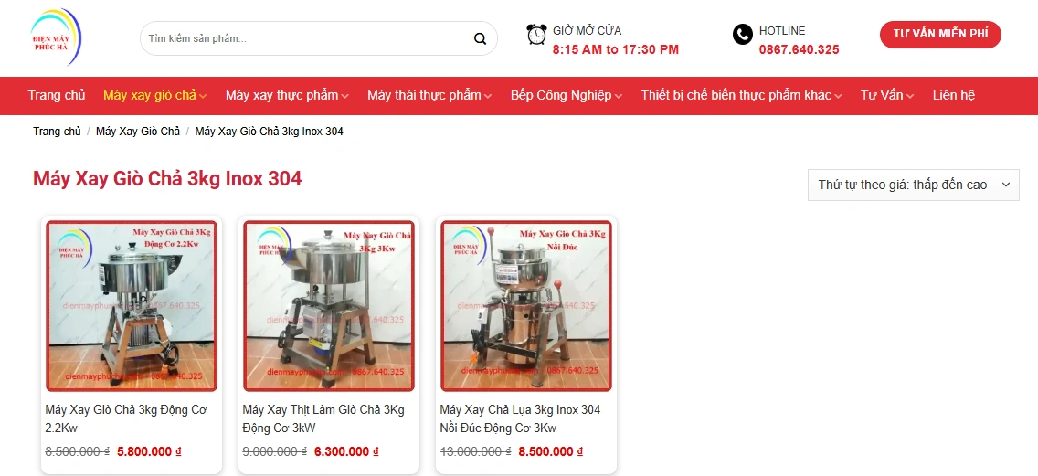 Máy xay giò chả 3kg Điện máy Phúc Hà - chính hãng, bền bỉ, giá tốt