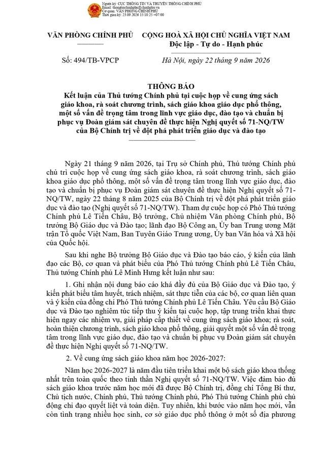 Khẩn trương xử lý các vướng mắc trong sắp xếp cơ sở giáo dục; nghiên cứu đổi mới phương pháp kiểm tra, thi, tuyển sinh