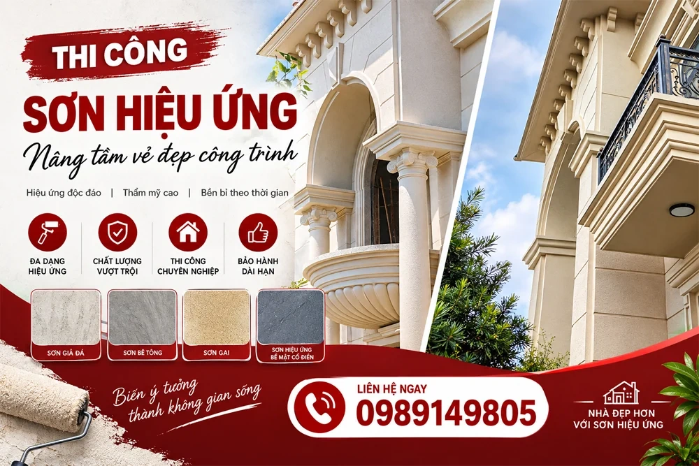 Thi công sơn hiệu ứng: Quy trình, kỹ thuật và xu hướng mới nhất
