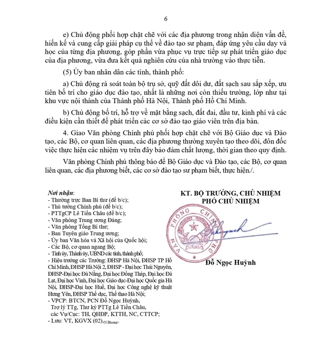 Khẩn trương tuyển dụng, sắp xếp giáo viên; bố trí nhân sự dôi dư; sắp xếp, giảm đầu mối cơ sở đào tạo sư phạm