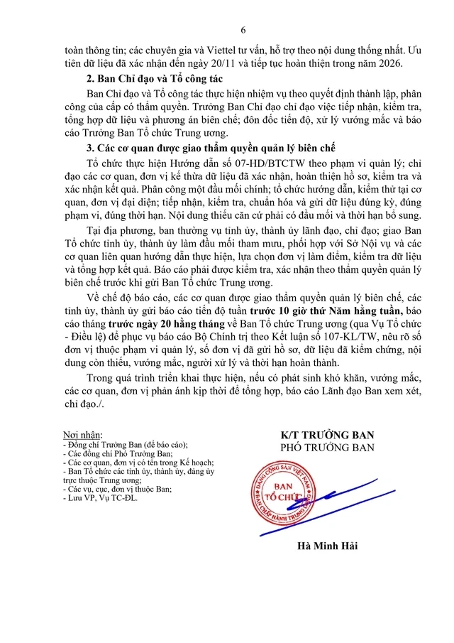 Trước 20/11, hoàn thành phương án bố trí, cơ cấu đội ngũ và phương án biên chế