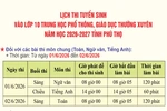 Lịch thi tuyển sinh vào lớp 10 THPT, giáo dục thường xuyên năm học 2026-2027 tỉnh Phú Thọ