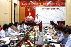 Đoàn giám sát của Ban Thường vụ Tỉnh ủy làm việc với Huyện ủy Lâm Thao