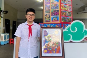 Em Đặng Hà Anh Duy đoạt giải cuộc thi vẽ tranh về Chiến thắng Điện Biên Phủ