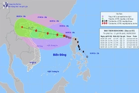 Bão số 3 dự báo mạnh cấp 12-13, giật cấp 16 khi vào vịnh Bắc Bộ