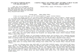 Thông báo tìm chủ sử dụng đất thực hiện dự án: Xây dựng hạ tầng kỹ thuật khu dân cư nông thôn tại khu Đồng Giỏ (khu 4), xã Xuân Huy, huyện Lâm Thao