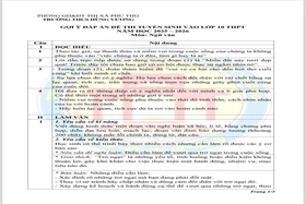 Gợi ý đáp án môn Ngữ văn vào lớp 10 THPT