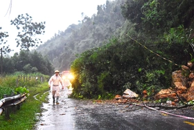 Sạt lở tại nút ra IC 11 đường cao tốc Nội Bài - Lào Cai 
