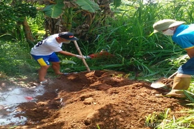 Anh Bùi Văn Tùng tự tìm, chôn lợn bệnh để bảo vệ môi trường