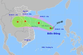 Thời tiết ngày 29/8: Áp thấp nhiệt đới gây gió mạnh trên Biển Đông