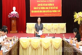 Phó Bí thư Tỉnh ủy Bùi Thị Minh làm việc tại xã Thượng Long về vận hành mô hình chính quyền địa phương 2 cấp