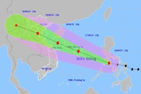 Bão Bualoi có thể mạnh cấp 13 khi áp sát bờ biển Bắc Trung Bộ