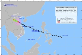 Bão số 10 đang trên đất liền Nghệ An - Hà Tĩnh, cường độ cấp 9-10, giật cấp 12