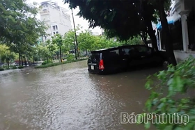 Ngập úng cục bộ tại phường Vĩnh Phúc sau mưa lớn do bão Bualoi